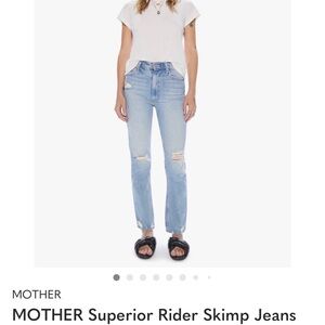 MOTHER SUPERIOR High Waisted Rider Skimp Straight Leg Jeans - Light Blue